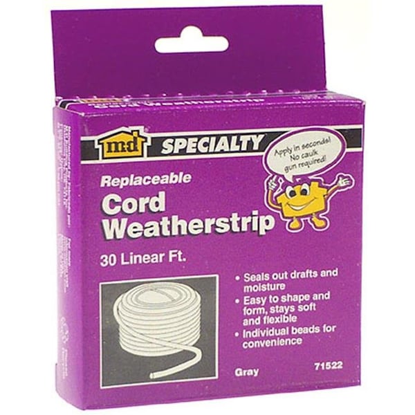 M-D Building Products M-d Products 30ft. Gray Replaceable Cord Weatherstrip 71522 43374715224 - main